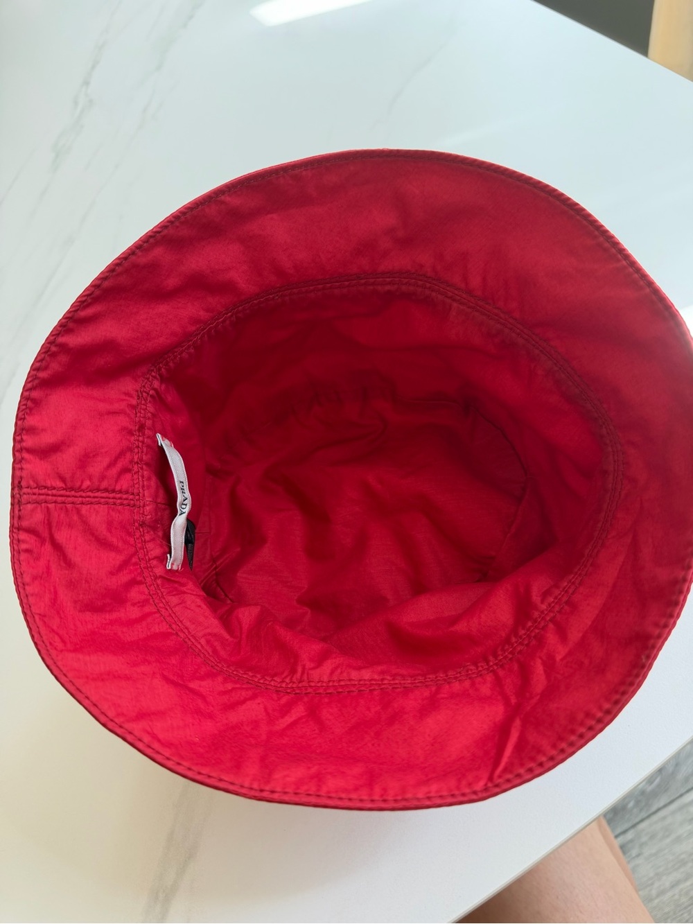 Prada Red Bucket Hat with Contrast Band - Picture 3 of 5